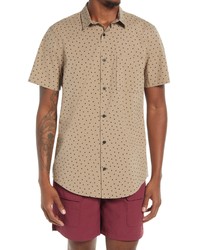 BP. Sketch Dot Short Sleeve Stretch Organic Cotton Button Up Shirt