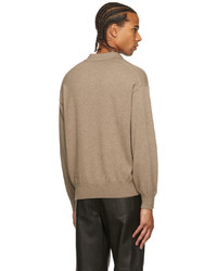 Auralee Brown Cashmere Knit Long Sleeve Polo