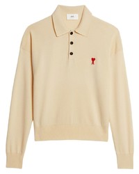Ami Paris Long Sleeve Merino Polo Shirt
