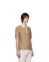 Lemaire Brown And Off White Knitted Polo