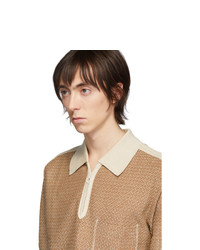 Lemaire Brown And Off White Knitted Polo