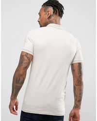 Asos Extreme Muscle Polo In Jersey In Beige