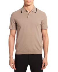 Theory Goris Tipped Solid Polo In Tapirblack At Nordstrom