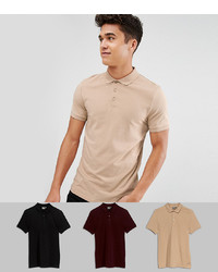 ASOS DESIGN Muscle Fit Jersey Polo 3 Pack Save