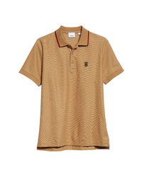 Burberry Walton Tb Embroidered Short Sleeve Cotton Pique Polo In Camel At Nordstrom
