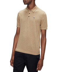 Ted Baker London Wool Knit Polo In Tan White At Nordstrom