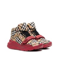 Burberry Brown Vintage Check High Top Sneakers