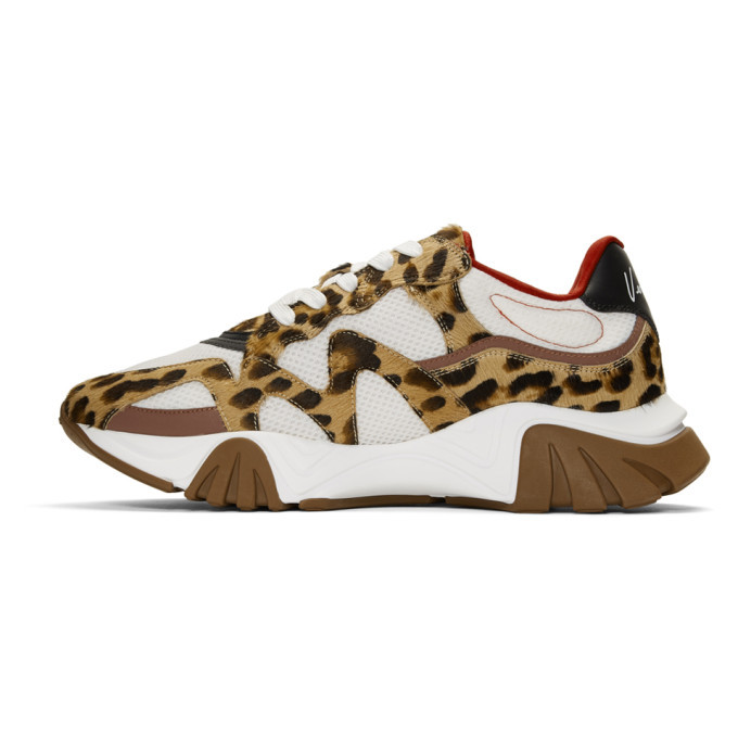 Versace White And Brown Maculato Squalo Sneakers, $688 | SSENSE | Lookastic