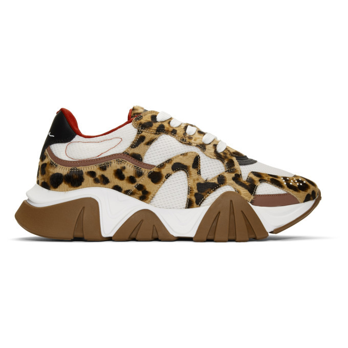 Versace White And Brown Maculato Squalo Sneakers, $688 | SSENSE | Lookastic