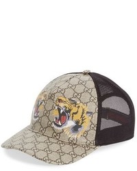 Gucci Tiger Logo Print Baseball Cap