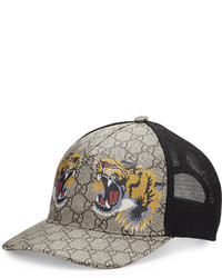 Gucci Tigers Print Gg Supreme Baseball Hat Dark Brownblack