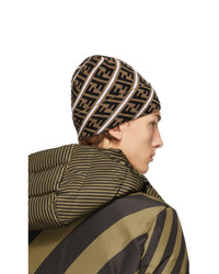 Fendi Brown And White Wool Forever Beanie