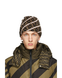 Fendi Brown And White Wool Forever Beanie