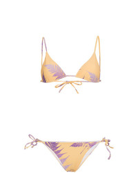 Double Rainbouu Gold Class Triangle Bikini With Palm Print