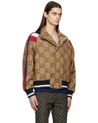 Gucci Beige Brown Chinese New Year Jumbo Gg Bomber Jacket