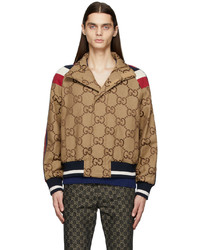Gucci Beige Brown Chinese New Year Jumbo Gg Bomber Jacket