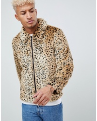 ASOS DESIGN Faux Fur Western Jacket In Leopard Print