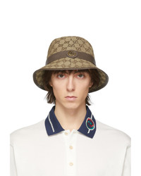 Gucci Beige And Brown Gg Supreme Bucket Hat