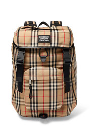 Burberry Logo Appliqud Checked Canvas Backpack