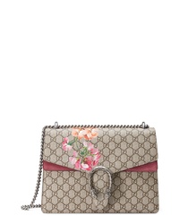 Gucci Large Floral Gg Supreme Canvas Suede Shoulder Bag