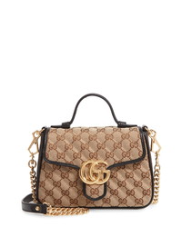 Gucci Mini Gg Marmont 20 Quilted Canvas Bag