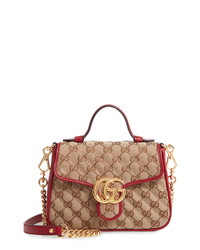 Gucci Mini Gg Marmont 20 Quilted Canvas Bag