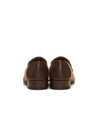 Gucci Beige And Brown Gg Bonny Loafers