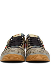 Gucci Beige Black Screener Gg Sneakers