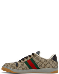 Gucci Beige Black Screener Gg Sneakers