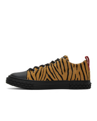 Giuseppe Zanotti Black And Beige Zebra Blabber Sneakers