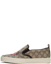 Gucci Beige Gg Supreme Angry Cat Dublin Slip On Sneakers