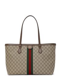 Gucci Brown And Beige Ophidia Supreme Tote Bag