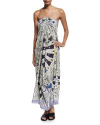 Camilla Printed Embellished Round Neck Maxi Caftan Coverup