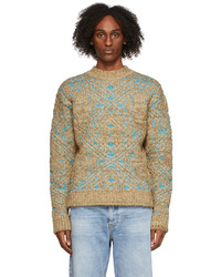 Andersson Bell Beige Blue Heavy Jacquard Sweater