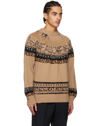 Sacai Beige Jacquard Sweater