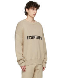 Essentials Beige Knit Pullover Sweater