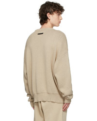 Essentials Beige Knit Pullover Sweater