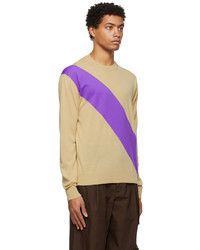 Jil Sander Beige Purple Wool Sweater