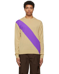 Jil Sander Beige Purple Wool Sweater