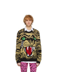 Gucci Black And Gold Jacquard Tiger Sweater
