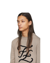 Fendi Brown Cashmere Karligraphy Sweater