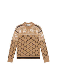 Gucci Gg And Reindeer Jacquard Wool Sweater