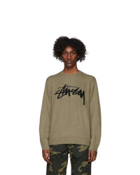 Stussy Taupe Brushed Out Logo Sweater