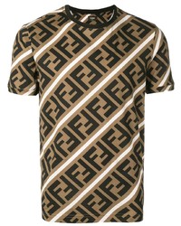 Fendi Ff Logo Printed T Shirt