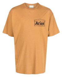 Aries Logo Crew Neck T Shirt