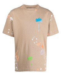 Palm Angels Palm Print Paint Splatter T Shirt
