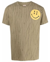 KAPITAL Smiley Print Striped T Shirt