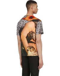 Richard Nicoll Tan Grey Layered Snake Graphic T Shirt