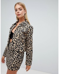 PrettyLittleThing Denim Jacket In Leopard