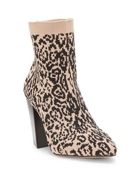 Tan Print Elastic Ankle Boots